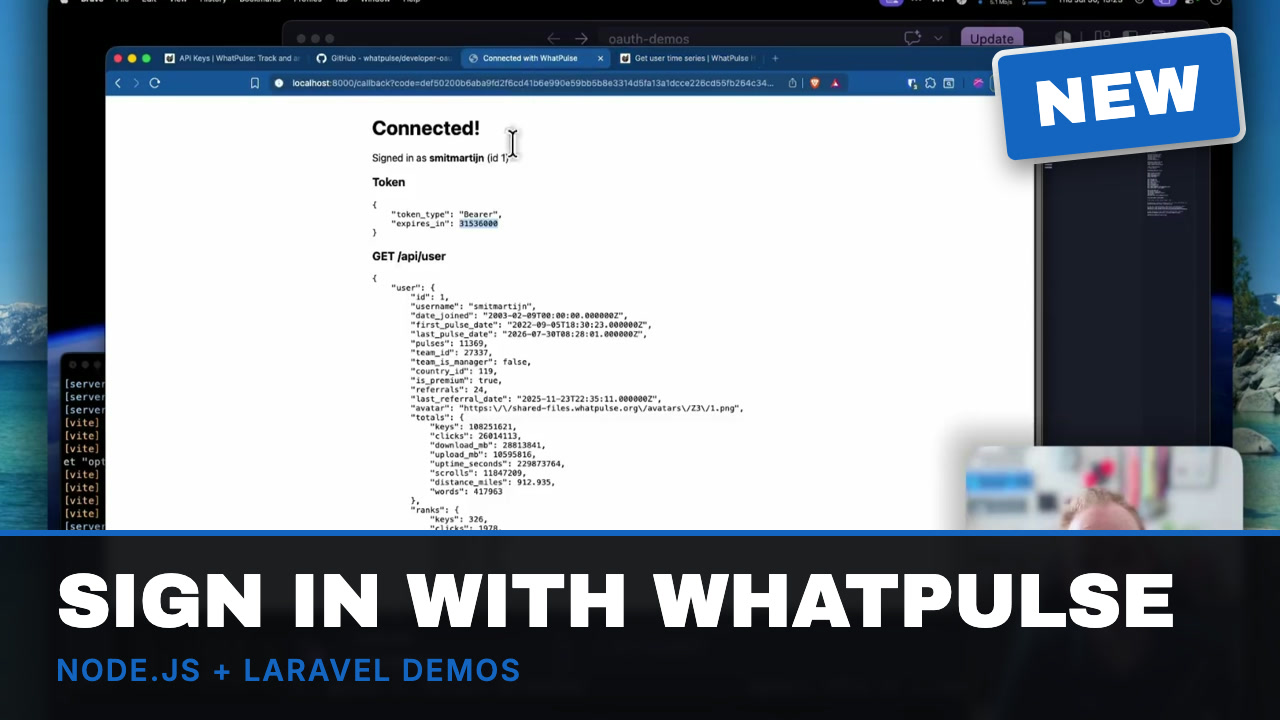 Sign in with WhatPulse - OAuth demo apps in Node.js and Laravel