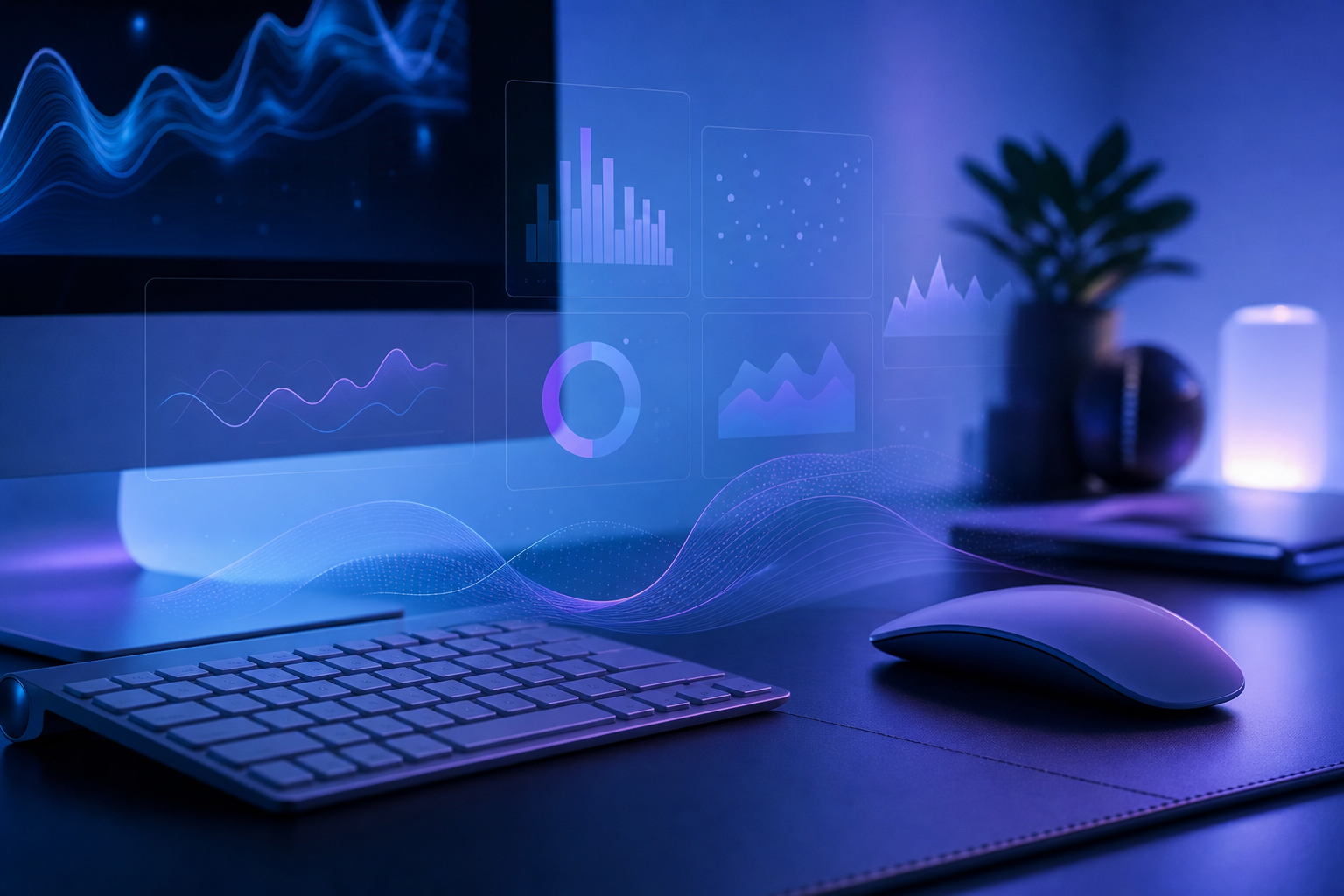 Privacy focused keyboard activity dashboard with abstract keys and activity charts